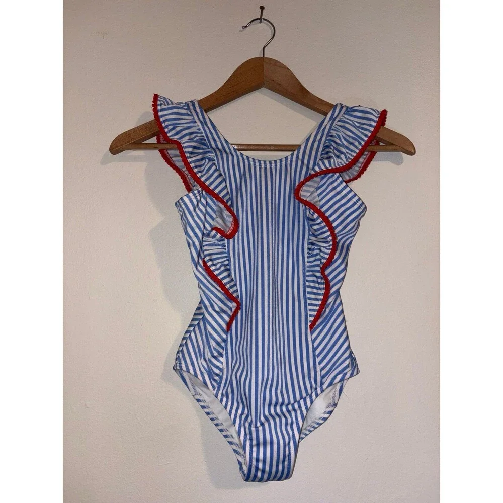 Cat and Jack Girl’s Striped One-Piece Swimsuit - Size M